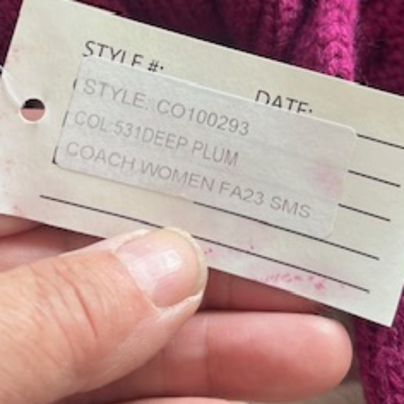 Coach Winter Hat,. Gloves &  Scarf Set. Deep Plum. NWT - Picture 3 of 6